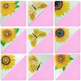 Sunflower & Butterfly DIY Diamond Painting Bookmarks Kits, Including Resin Rhinestones, Pen, Tray & Glue Clay
