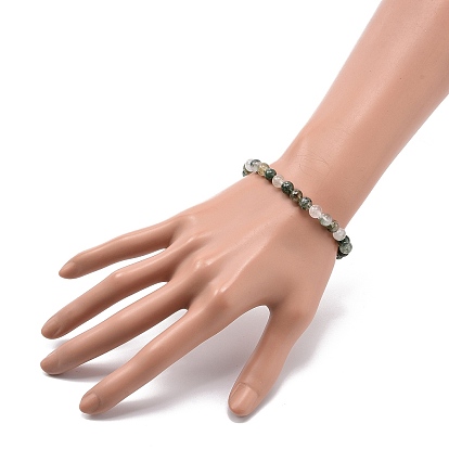 Bracelet extensible à perles rondes en quartz lodolite naturel / quartz de jardin, bijoux en pierres précieuses pour femmes