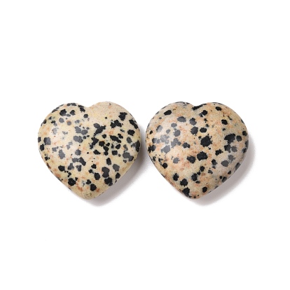 Natural Dalmatian Jasper Heart Love Stone, Pocket Palm Stone for Reiki Balancing