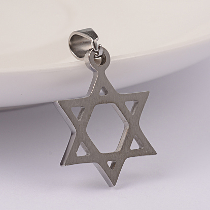 Ion Plating(IP) 304 Stainless Steel Pendants, for Jewish, Star of David