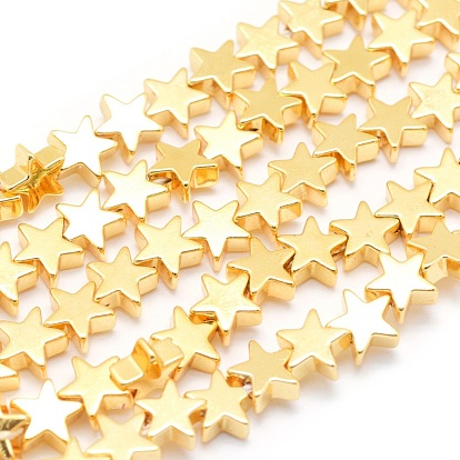 Electroplate Non-magnetic Synthetic Hematite Beads Strands, Grade AA, Long-Lasting Plated, Star