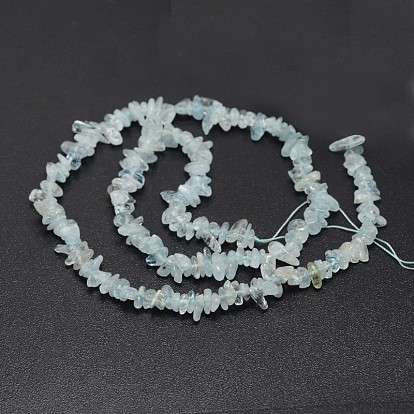 Chips Natural Aquamarine Beads Strands, 3~8x3~12x3~5mm, Hole: 1mm, about 16 inch