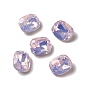 Opal Style K9 Glass Rhinestone Cabochons, Pointed Back & Back Plated, Octagon Rectangle
