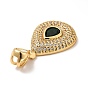 Brass Micro Pave Cubic Zirconia Pendants, Long-Lasting Plated, Real 18K Gold Plated, Teardrop