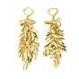 Rack Plating Brass Leaf Dangle Hoop Earring, Long Cluster Drop Earrings for Women, Cadmium Free & Nickel Free & Lead Free