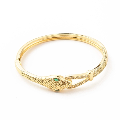 Зеленый кубический цирконий браслет на петлях в виде змеи, украшения из латуни для женщин, без кадмия и без свинца