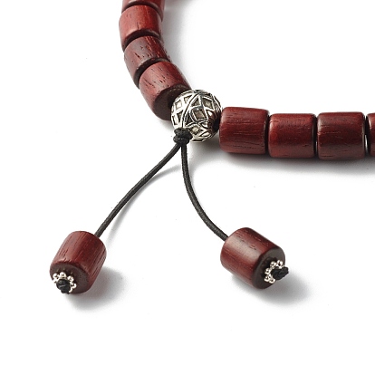 Вощеный деревянный браслет с бусинами-колоннами для мужчин и женщин, браслет из сплава круглых бусин в тибетском стиле с кисточкой