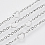 304 Stainless Steel Cable Chains, with Heart Links and Spool, Soldered, Flat Oval