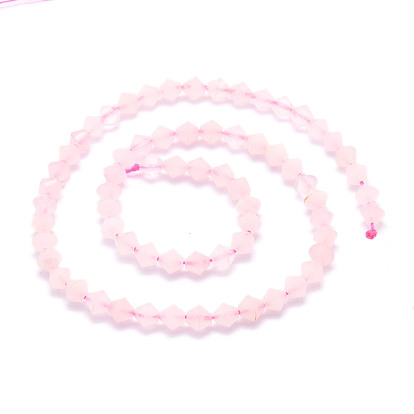 Природного розового кварца нитей бисера, граненые, двухконусные