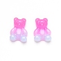 Gradient Color Opaque Resin Cabochons, with Glitter Powder Bear