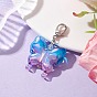 Acrylic Butterfly Pendant Decorations, with Zinc Alloy Lobster Claw Clasps