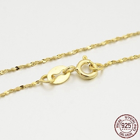 925 Sterling Silver Chain Necklaces, with Spring Ring Clasps, Thin Chain