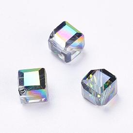 Imitations de perles de cristal autrichien, grade de aaa, facette, cube