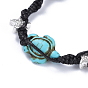 Ensembles de bracelets de perles tressées en polyester ciré coréen respectueux de l'environnement réglables, avec des apprêts en alliage et des perles synthétiques turquoise (teintes), tortue