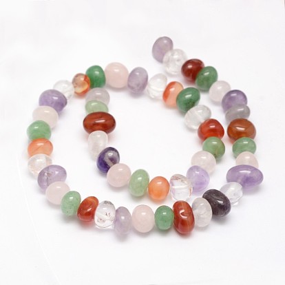 Nuggets Mixed Natural Gemstone Beads Strands, Tumbled Stone, Quartz Crystal & Rose Quartz & Amethyst & Green Aventurine & Red Agate, 8~12x8~12x5~6mm, Hole: 1mm, about 33pcs/strand, 14.9 inch
