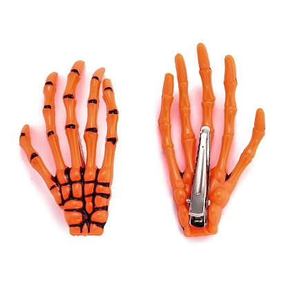 Хэллоуин скелет руки кость заколки для волос, пластиковые и железные заколки для волос из кожи аллигатора