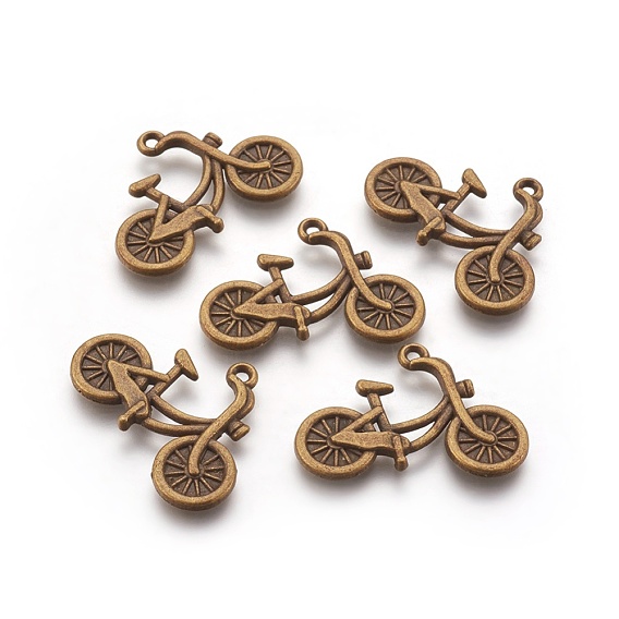 Alloy Pendants, Cadmium Free & Lead Free, Bicycle, 18x26x2mm, Hole: 2mm