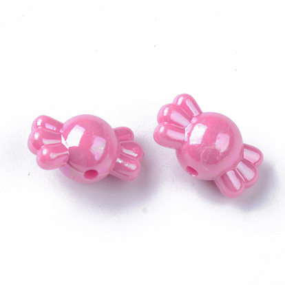Opaque Acrylic Beads, AB Color Plated, Candy