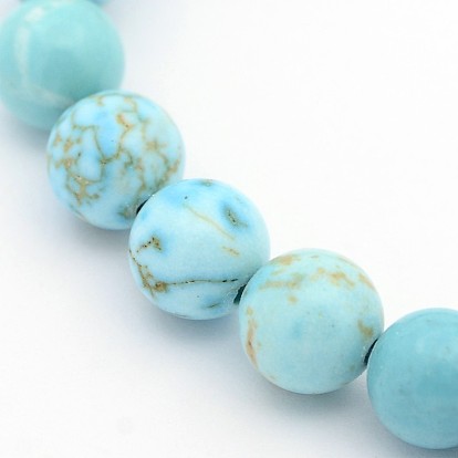 Mixed Size Synthetic Turquoise Round Bead Strands, 4~10mm, Hole: 1~1.5mmabout 40~90pcs/strand, 16 inch