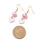 Coeur en alliage d'émail avec collier pendentif en perles de résine boucles d'oreilles pendantes, bijoux thème saint valentin pour enfants