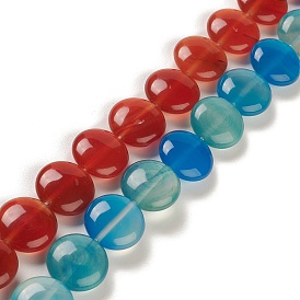 Natural Agate Beads Strands, Dyed & Heated, Flat Round