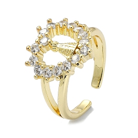 Brass with Cubic Zirconia Open Cuff Ring, Love Dress