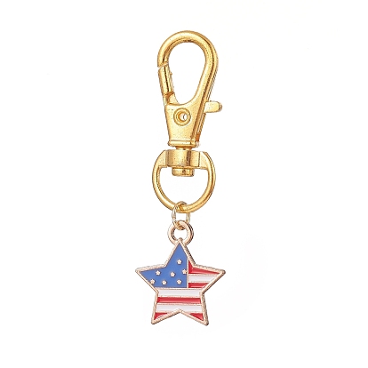 Independence Day Alloy Enamel Pendant Decorations, Butterfly Star Lip Pendant Ornament with Crystal Rhinestone