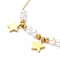 Placage ionique (ip) 304 colliers pendentif étoile en acier inoxydable, colliers de perles rondes en plastique pour femmes