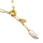 Ожерелья лариат с жемчугом кеши и натуральным жемчугом в стиле барокко, с латунными цепочками для скрепок и застежками с пружинными кольцами, овальные