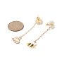 Alloy Enamel Bee with Resin Daisy Dangle Stud Earrings, 304 Stainless Steel Chain Tassel Earrings for Women