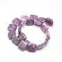 Natural Lilac Jade Beads Strands, Flat Slice Square Beads, 20x20x6mm, Hole: 1mm, about 20pcs/strand, 15.74 inch