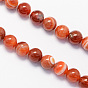 Round Natural Striped Agate/Banded Agate Stone Beads Strands, Dyed