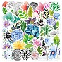 50Pcs Waterproof PVC Plastic Stickers, Self Adhesive Picture Stickers, for Water Bottles, Laptop, Luggage, Cup, Computer, Mobile Phone, Skateboard, Guitar Stickers, Mixed Styles Flower Pattern