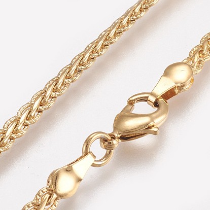 Collares de cadena de latón haciendo, con cierre de langosta, larga duración plateado, real 18 k chapado en oro