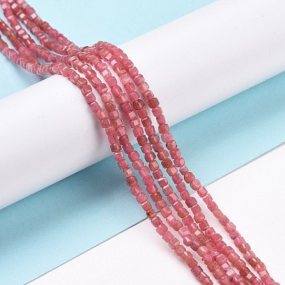 Natural Rhodochrosite Beads Strands, Faceted, Cube