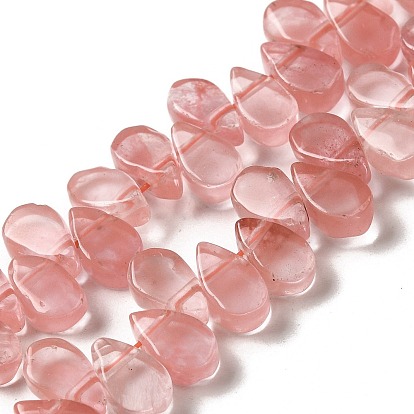 Cherry Quartz Glass Beads Strands, Teardrop, Top Drilled