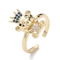 Bague de manchette ours en zircone cubique, bijoux anneau ouvert en laiton pour femme