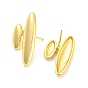 Rack Plating Brass Oval Stud Earrings, Long-Lasting Plated, Lead Free & Cadmium Free