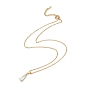 Clear Cubic Zirconia Teardrop Pendant Necklace, 304 Stainless Steel Jewelry for Women