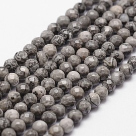 Carte naturelle pierre / pierre picasso / perles jaspe picasso, facette, ronde, grises 