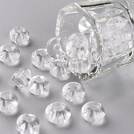 Perles rondes en verre de lustre de couleurs transparentes, trou rond