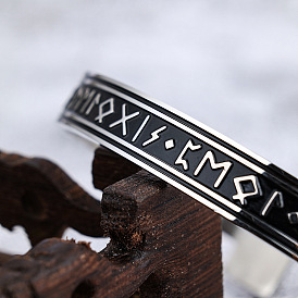 Nordic Viking Rune Stainless Steel Bracelet - C-shaped Open Bracelet
