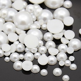 Cabochons abs en plastique imitation perle, demi-tour, 4~12x2~5mm
