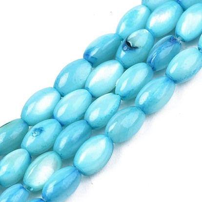 Freshwater Shell Beads Strands, Dyed, Oval