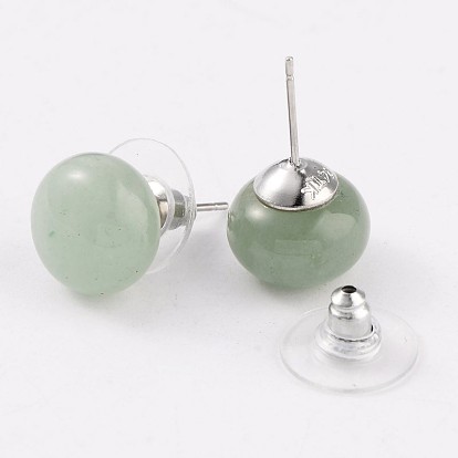 Gemstone Stud Earrings, with Platinum Tone Brass Findings, 21.5x12mm, Pin: 0.7mm