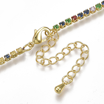 Brass Cubic Zirconia(Random Mixed Color) Tennis Necklaces