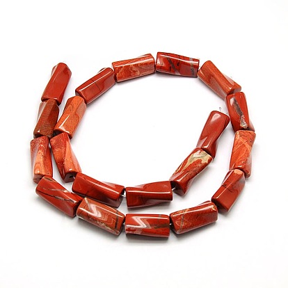 Natural Red Jasper Twist Column Beads Strands, 21x10x10mm, Hole: 1mm, about 20pcs/strand, 15.74 inch