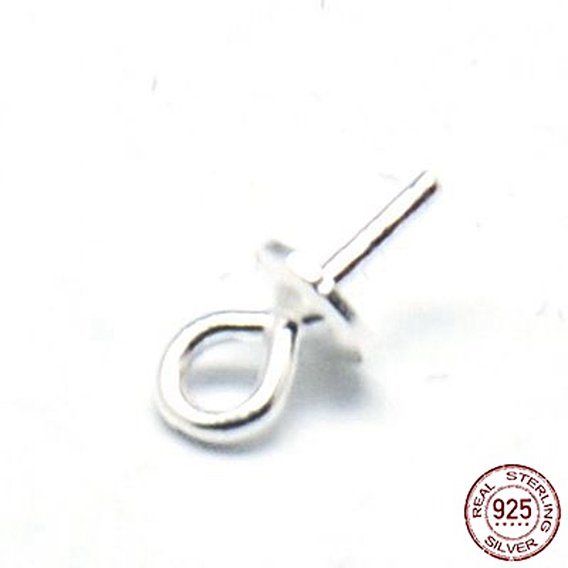 925 pendentif en argent sterling renfloue, pour la moitié de perles percées, 6.5x3mm, Trou: 1mm, pin: 0.7 mm