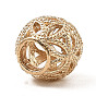 Alloy European Beads, Large Hole Bead, Hollow, Round with Flower