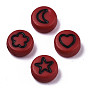 Opaque Acrylic Beads, with Enamel, Flat Round with Heart & Star & Moon & Flower